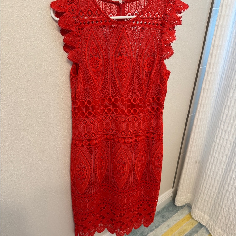 Elegant Red Lace Dress - Antonio Melani